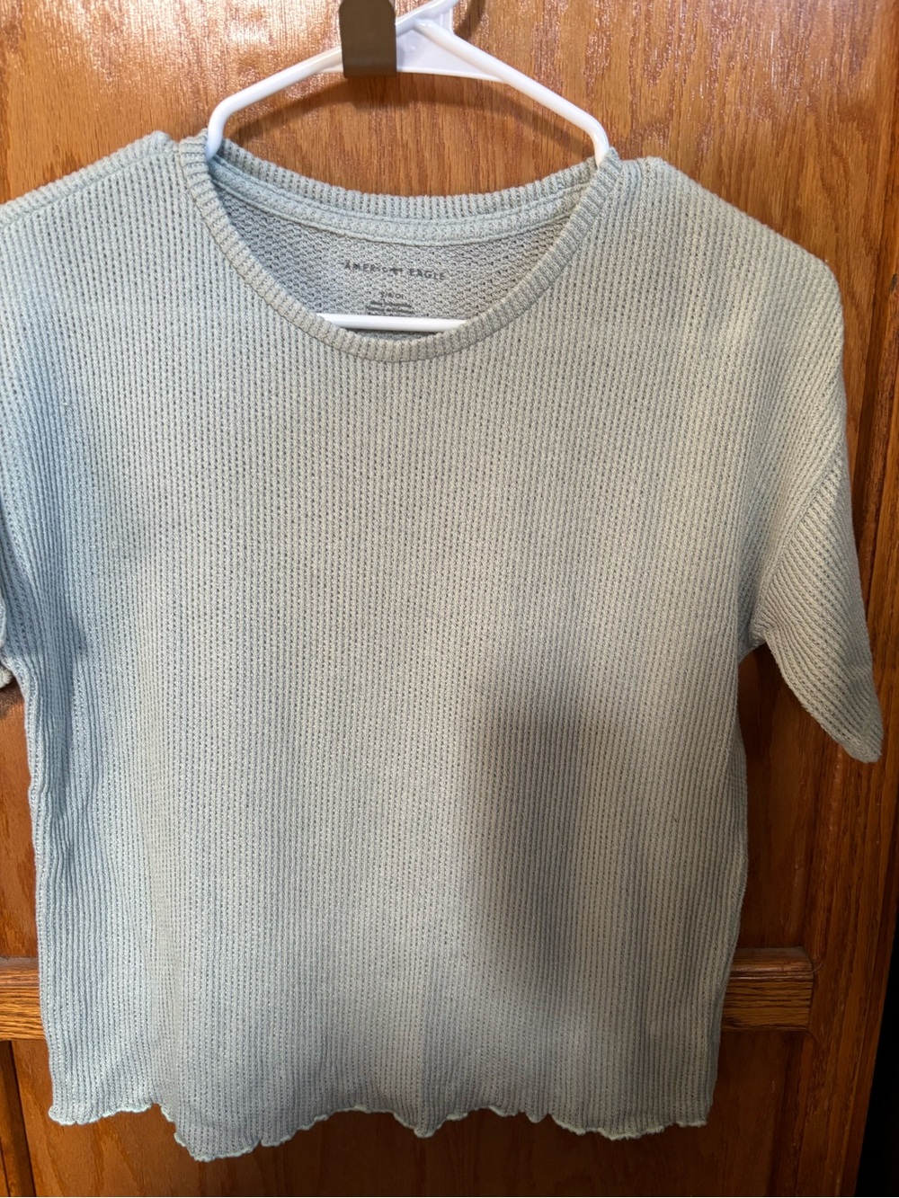 American Eagle Outfitters Light Blue Knit Short Sleeve Top
